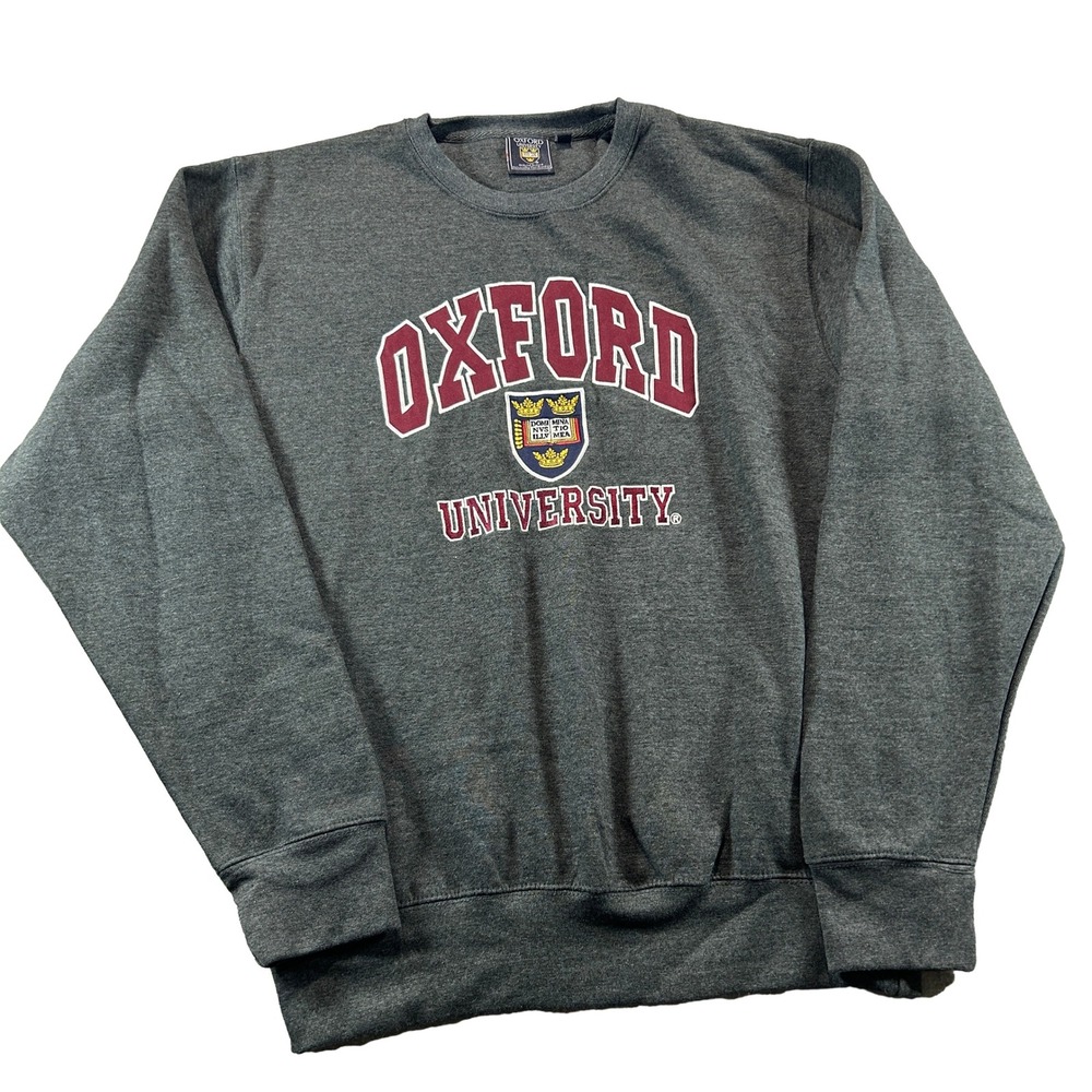 Oxford University Sweatshirt Mens XL Gray Collegiate Embroidered Crest Crewneck